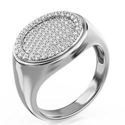 Foto Anillo de sello unisex con diamantes de