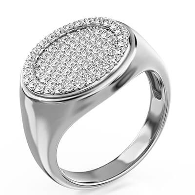 Unisex diamonds signet ring
