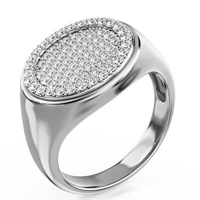 Anillo de sello unisex con diamantes