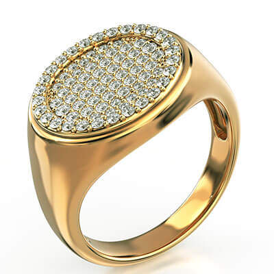 Anillo de sello unisex con diamantes