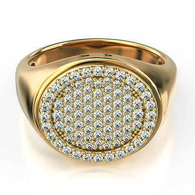 Unisex diamonds signet ring