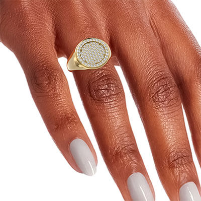 Unisex diamonds signet ring