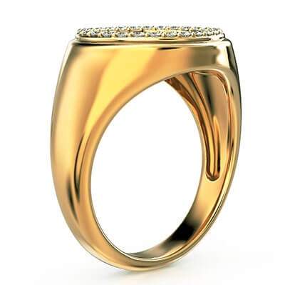 Unisex diamonds signet ring