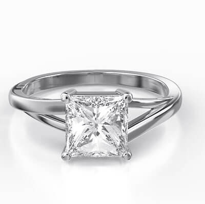 Low Profile Solitaire engagement ring with a twist for all square diamonds 