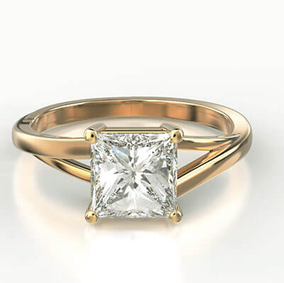 Low Profile Solitaire engagement ring with a twist for all square diamonds 