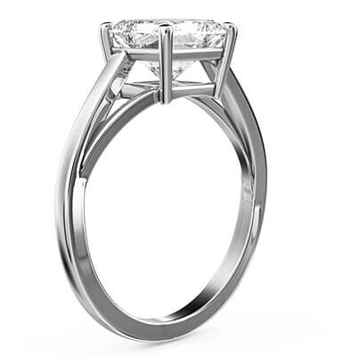 Low Profile Solitaire engagement ring with a twist for all square diamonds 