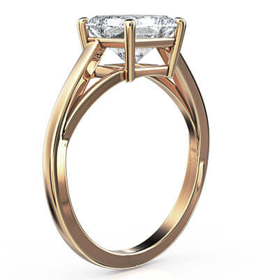 Low Profile Solitaire engagement ring with a twist for all square diamonds 