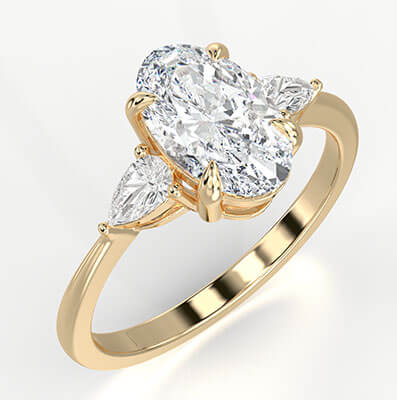 Three stone engagement ring with 0.20CTW side Pear diamonds