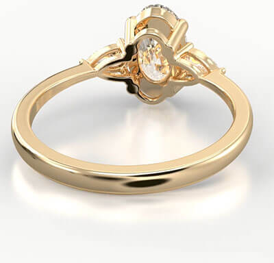 Three stone engagement ring with 0.20CTW side Pear diamonds