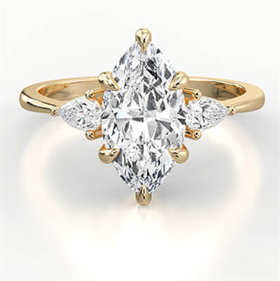 Three stone engagement ring with 0.20CTW side Pear diamonds