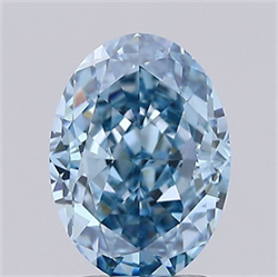 Picture of Lab Grown Diamond 2.03 Carats, Oval with  Cut, Fancy Vivid Blue Color, VVS2 Clarity and Certified by IGI