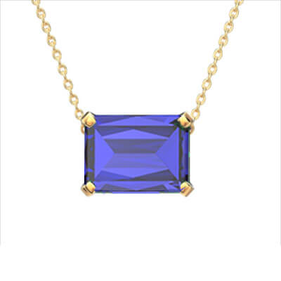 2 carat Royal Blue Sapphire Emerald or Radiant shaped necklace
