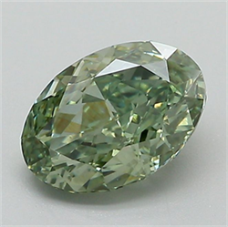 Picture of Lab Grown Diamond 1.33 Carats, Oval with  Cut, Fancy Vivid Green Color, VS1 Clarity and Certified by IGI