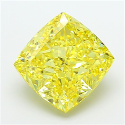 Picture of Lab Grown Diamond 7.79 Carats, CUSHION MODIFIED with  Cut, Fancy Vivid Yellow Color, VS1 Clarity and Certified by IGI