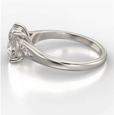 Oval engagement ring with split band and side diamonds