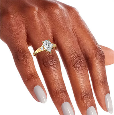 Pear shaped engagement ring split band with diamonds