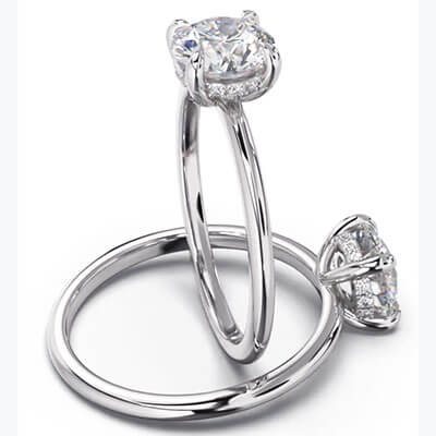 Low Profile Hidden Halo Engagement ring Setting