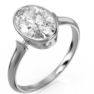 Low Profile Designers Oval Bezel Engagement ring Setting