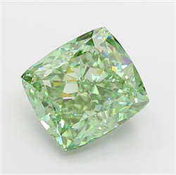 Picture of Lab Grown Diamond 3.08 Carats, CUSHION MODIFIED with  Cut, Fancy Vivid Green Color, VVS2 Clarity and Certified by IGI