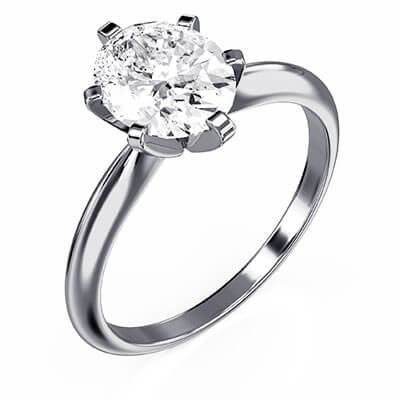 Oval 6 prongs Classic solitaire engagement ring settings