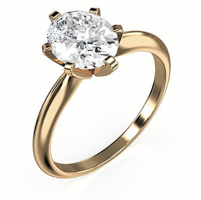 Oval 6 prongs Classic solitaire engagement ring settings