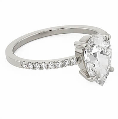 Low profile pear shaped diamond engagement ring