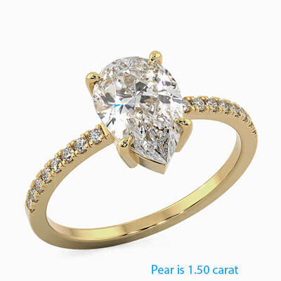 Anillo Enhgagerment en oro amarillo para diamantes Pera