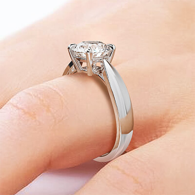 Wide, Solid, Solitaire gold engagement ring