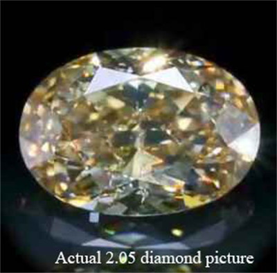 2.05 natural diamond. Fancy Brown Yellow SI2 by GIA oval set only in 18k Yellow - 14K White Gold