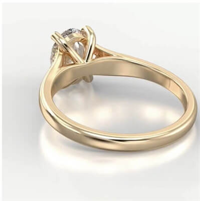 Yellow Gold Oval engagement ring with split band and side diamonds