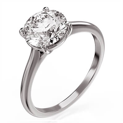 Solitaire round diamond engagement ring. Low or Standard profile