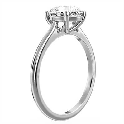 Solitaire round diamond engagement ring. Low or Standard profile