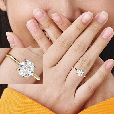 Anillo de compromiso con diamante de laboratorio redondo solitario de 0,60 quilates.