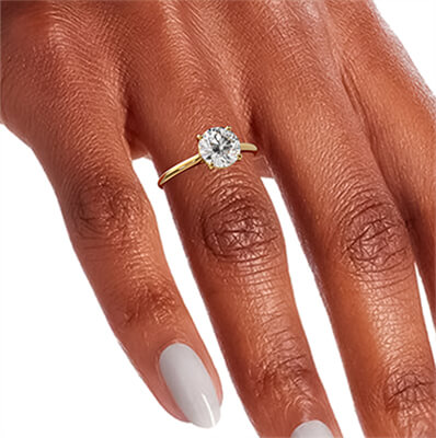 Solitaire 2.00 carat round Lab diamond engagement ring. Low or Standard profile