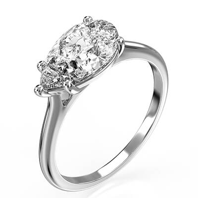 Solitair engagement ring setting for Pear shapes