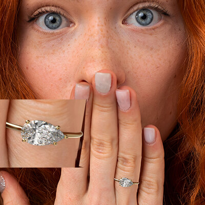 Solitaire engagement ring setting for Pear shapes