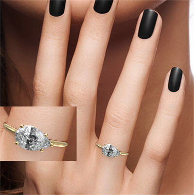 Solitaire engagement ring setting for Pear shapes