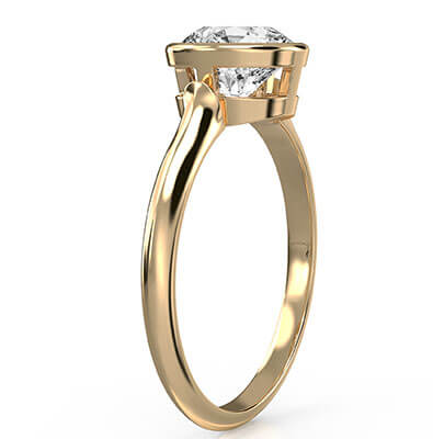 Yellow gold engagement ring.Low Profile Designers Bezel Engagement ring Setting