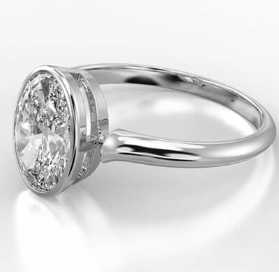 1.20 Carat E VVS2.Low Profile Designers Oval Bezel Engagement ring Setting