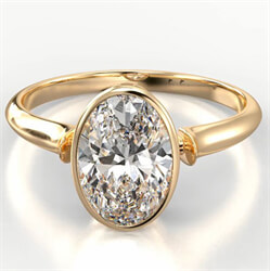 Picture of Yellow gold.Low Profile Designers Oval Bezel Engagement ring Setting