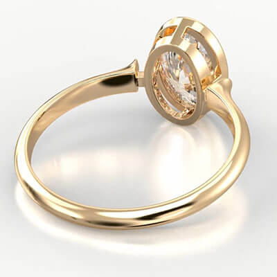 Yellow gold.Low Profile Designers Oval Bezel Engagement ring Setting