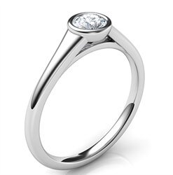 Picture of 0.50 carat lab diamond E VVS2 Ideal-Cut, 3xEX bezel set sleek engagement ring