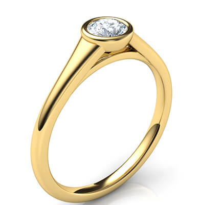 0.50 carat lab diamond E VVS2 Ideal-Cut, 3xEX bezel set sleek engagement ring