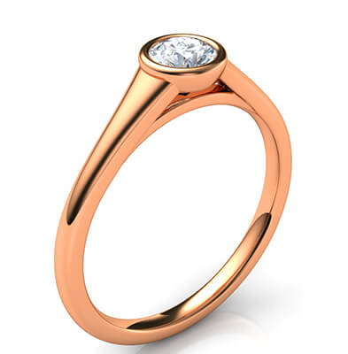 0.50 carat lab diamond E VVS2 Ideal-Cut, 3xEX bezel set sleek engagement ring