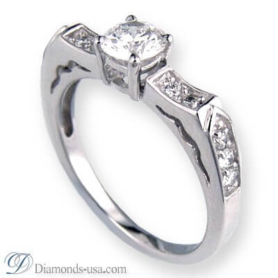 0.50 carat center laboratory diamond engagement ring with side diamonds, 0.20 carats