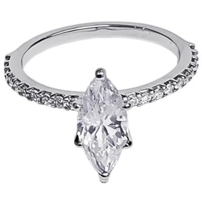 Marquise engagement ring with common prongs set side diamonds 0.20 carat