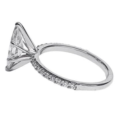 Marquise engagement ring with common prongs set side diamonds 0.20 carat
