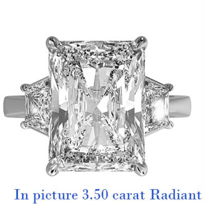 Trapezoids sides engagement ring setting for Radiants or Emeralds