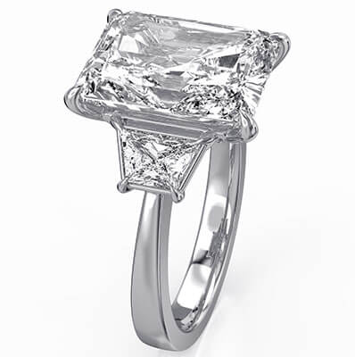 Anillo de compromiso con lados trapezoidales de 0,72 CTW para todas las formas, 2,50 quilates o más.