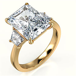Picture of Trapezoids sides Yellow Gold  Engagement Ring setting for Radiants or Emeralds